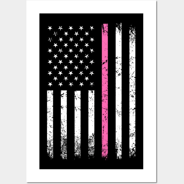 Thin Pink Line Patriotic American Flag Wall Art by jpmariano